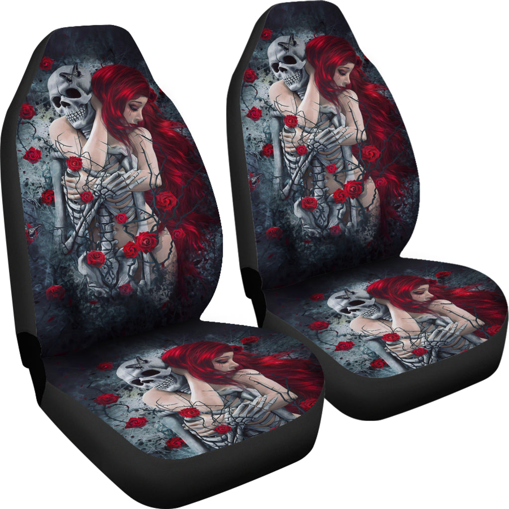 Set 2 pcs Gothic skull car seat covers