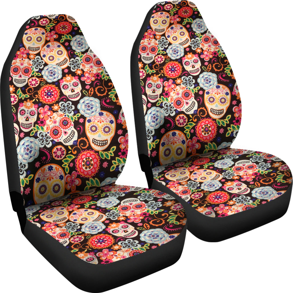 Set 2 pcs sugar skull car seat cover sugar skulls