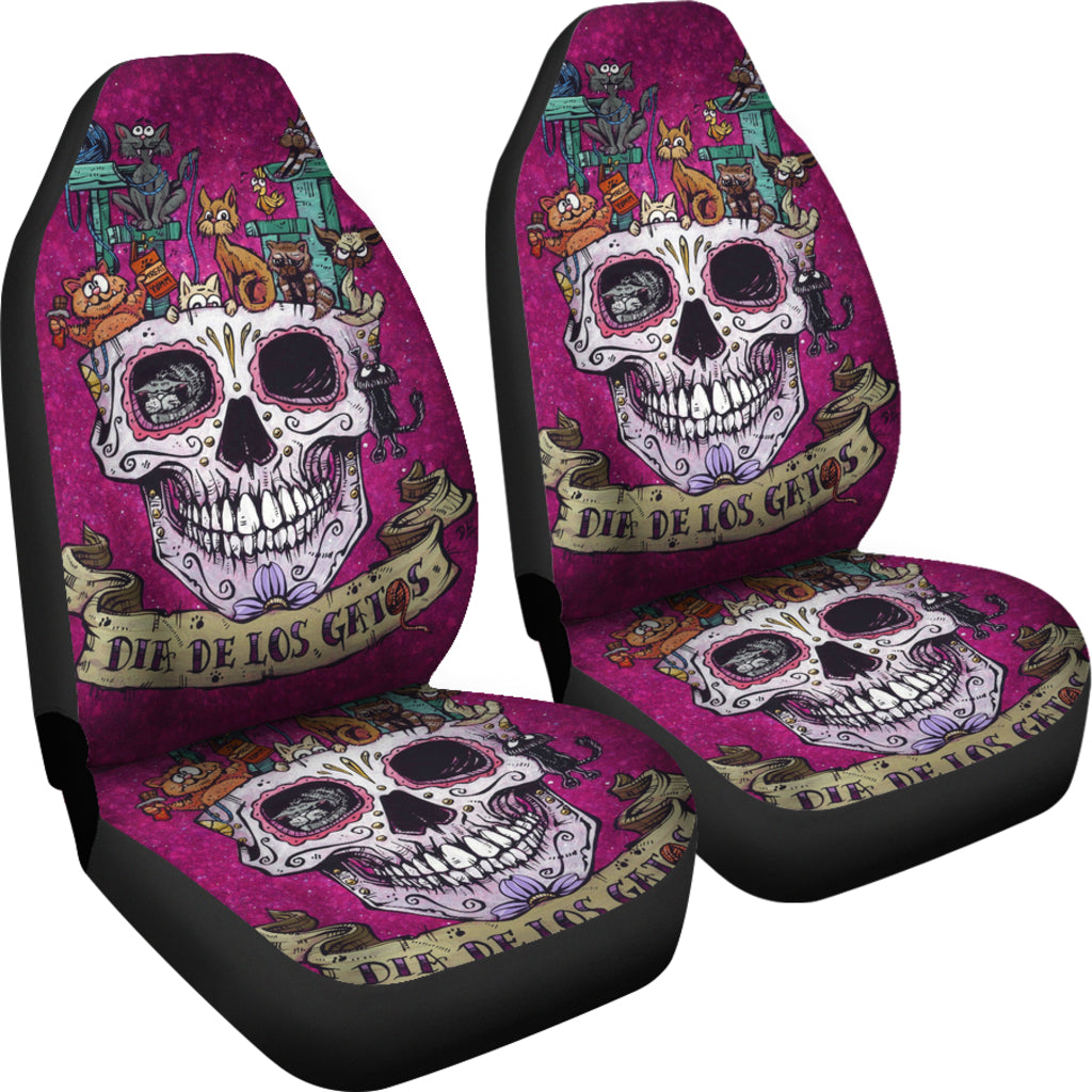 Set 2 pcs Gothic skull car seat covers