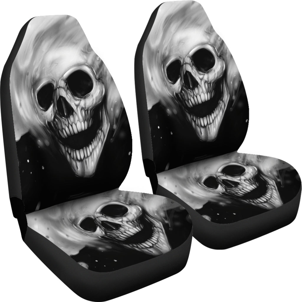 Set of 2 pcs - Skull Gothic Horror Grim reaper Halloween skull car seat covers