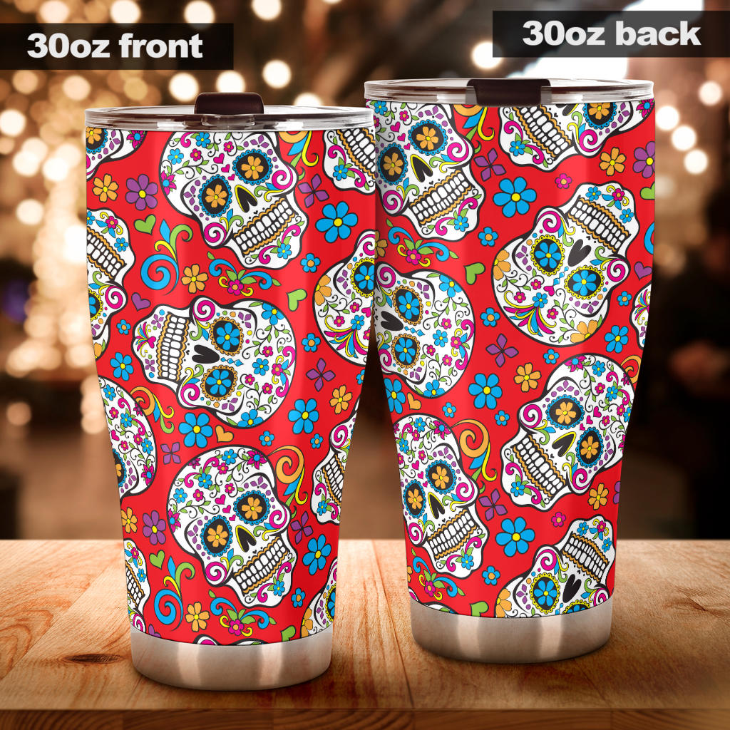 Sugar skull tumbler mug cup