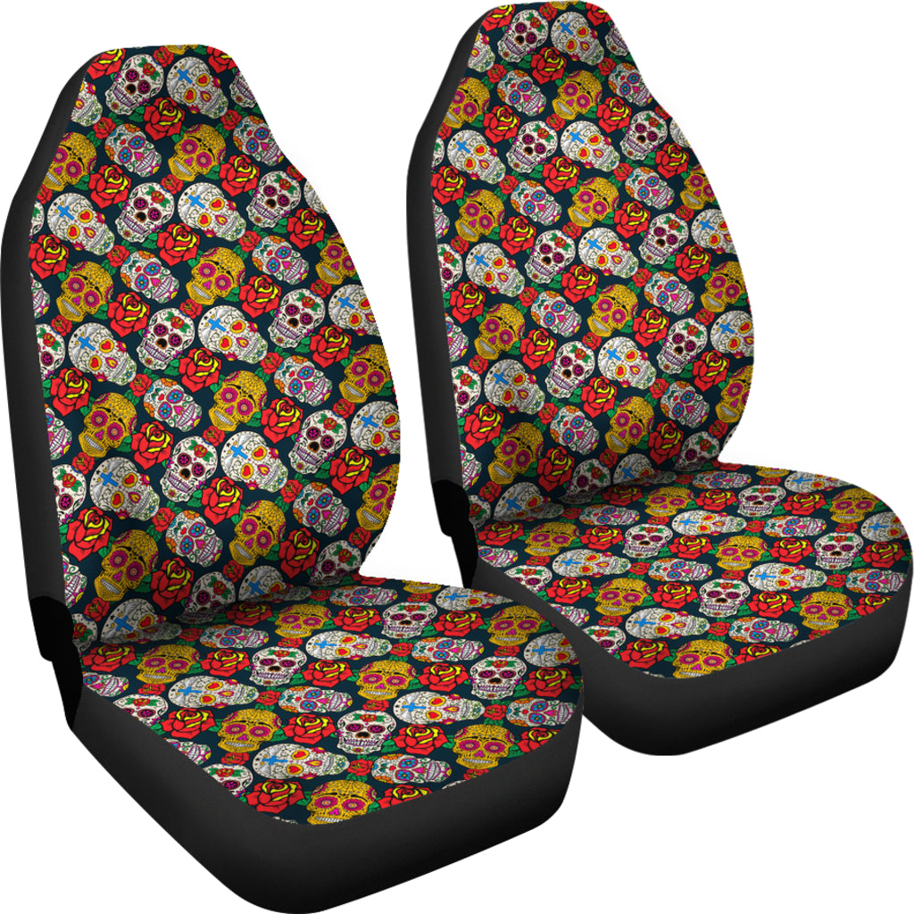 Set 2 Flower sugar skull seat covers