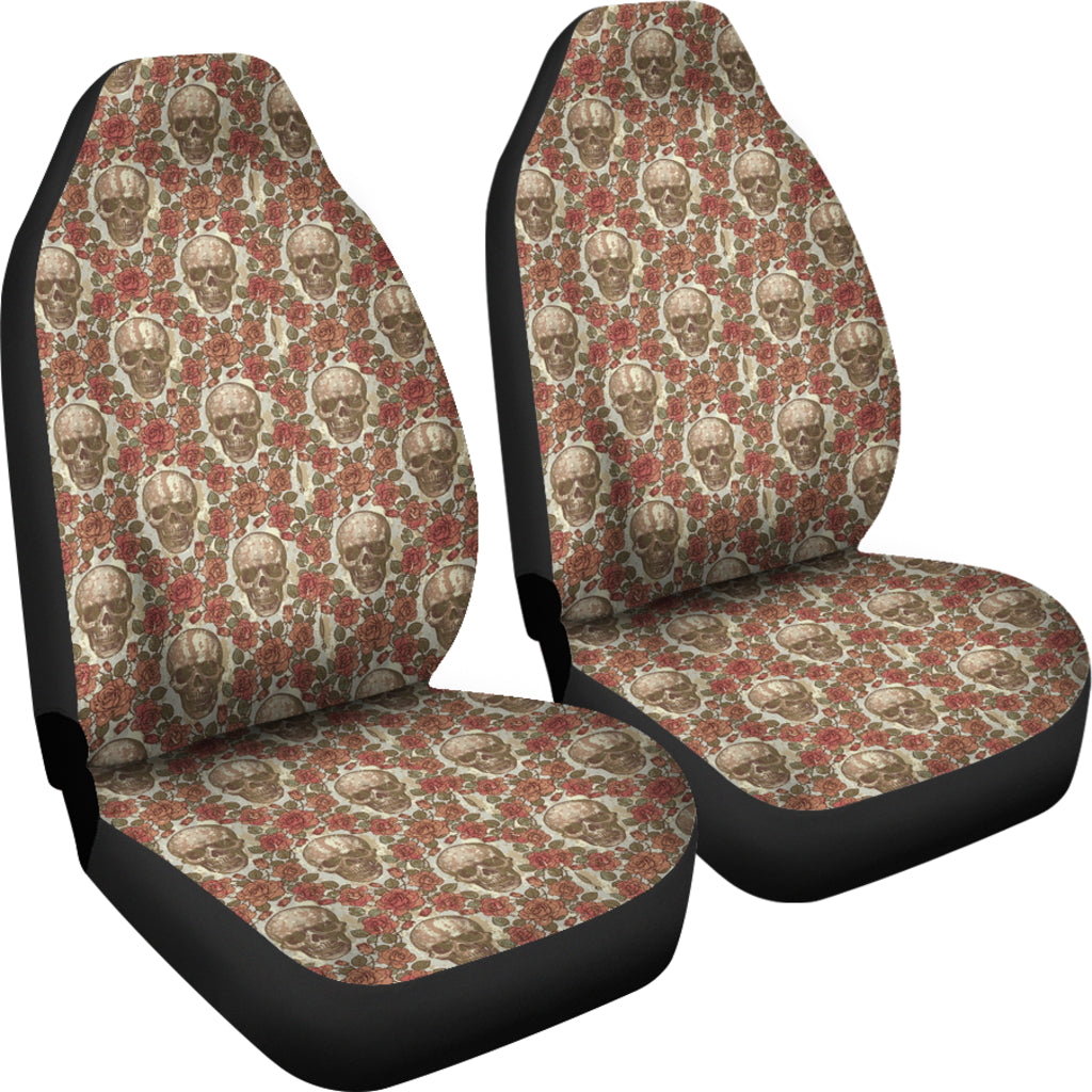 Set of 2 - Sugar skull day of the dead - car seat covers