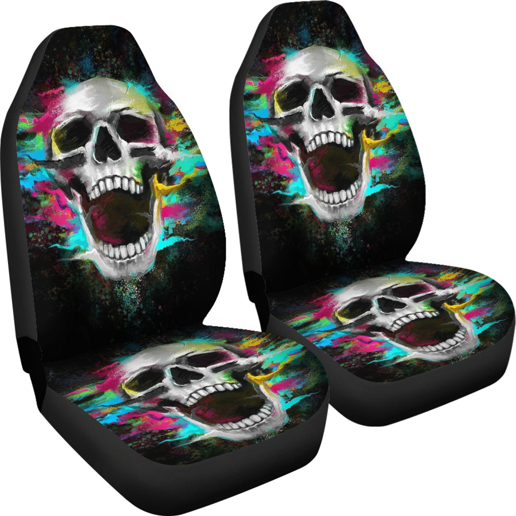 Set 2 pcs Gothic skull car seat covers