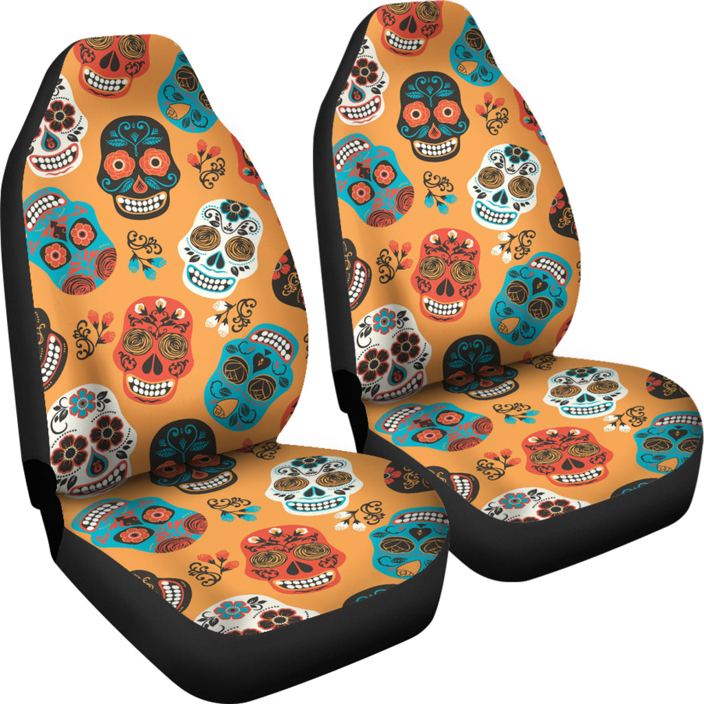 Set 2 pcs car seat cover sugar skulls