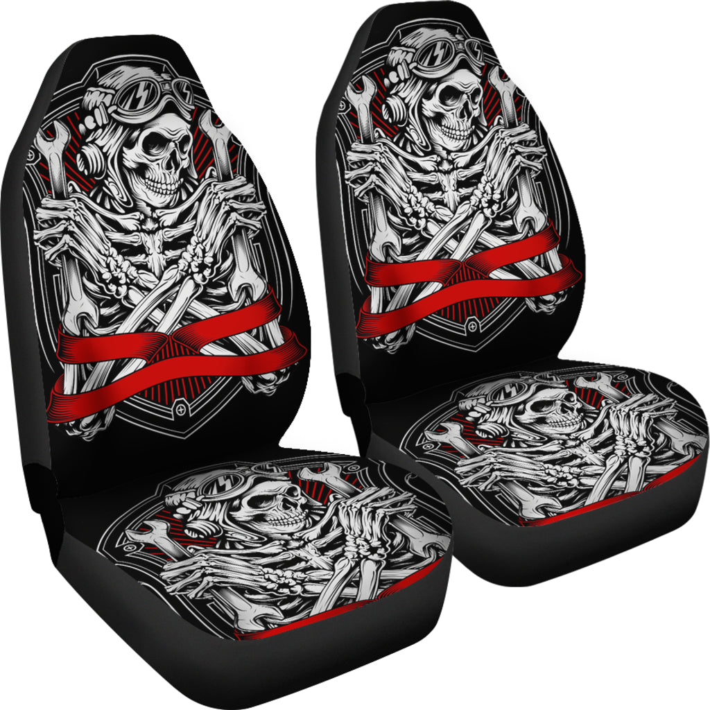 Set 2 pcs Gothic skull car seat covers