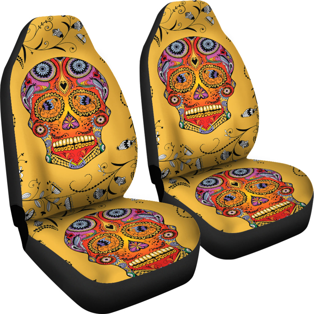 Set 2 seat cover sugar skulls