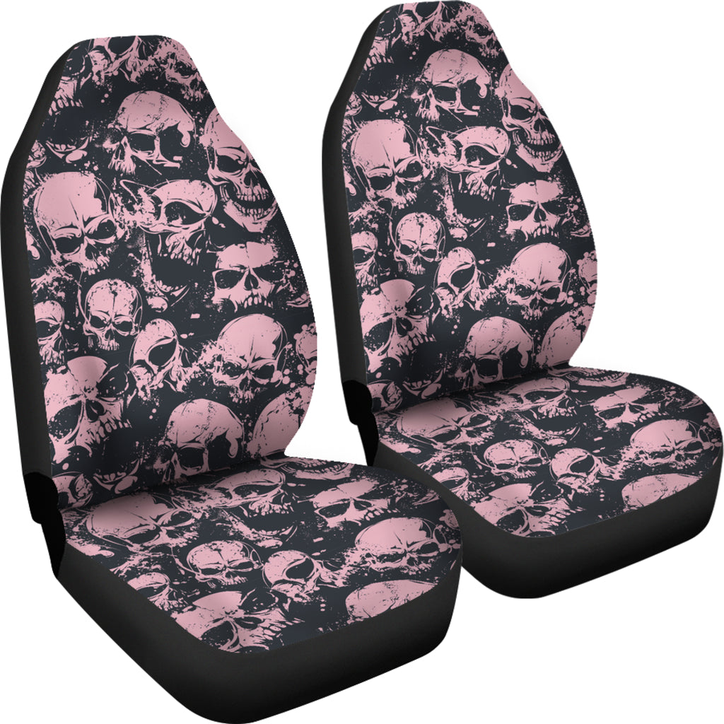 Set of 2 skull Gothic car seat covers