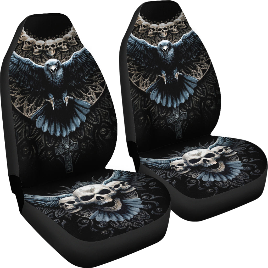 Set of 2 pcs awesome skull girl car seat covers