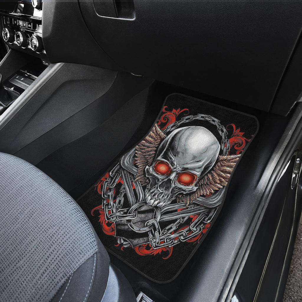 Set of 4 pcs Gothic sugar skull car mat