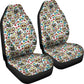 Set 2 pcs Floral sugar skull day of the dead skull car seat covers