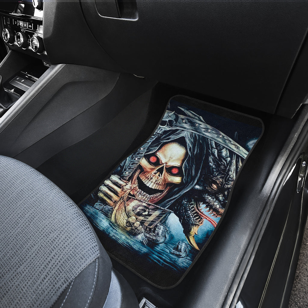 Set 4 pcs Grim reaper skull car mats