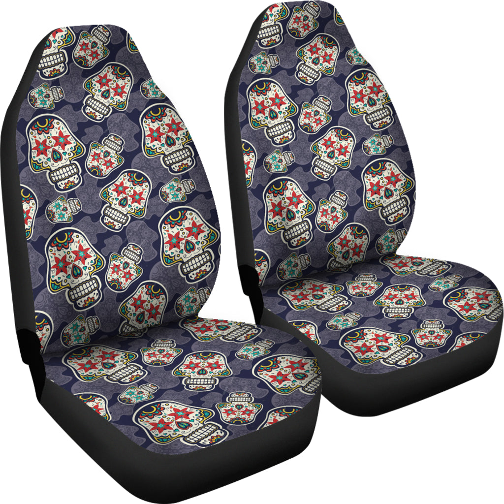 Set 2 seat cover sugar skulls - Day of the dead seat cover