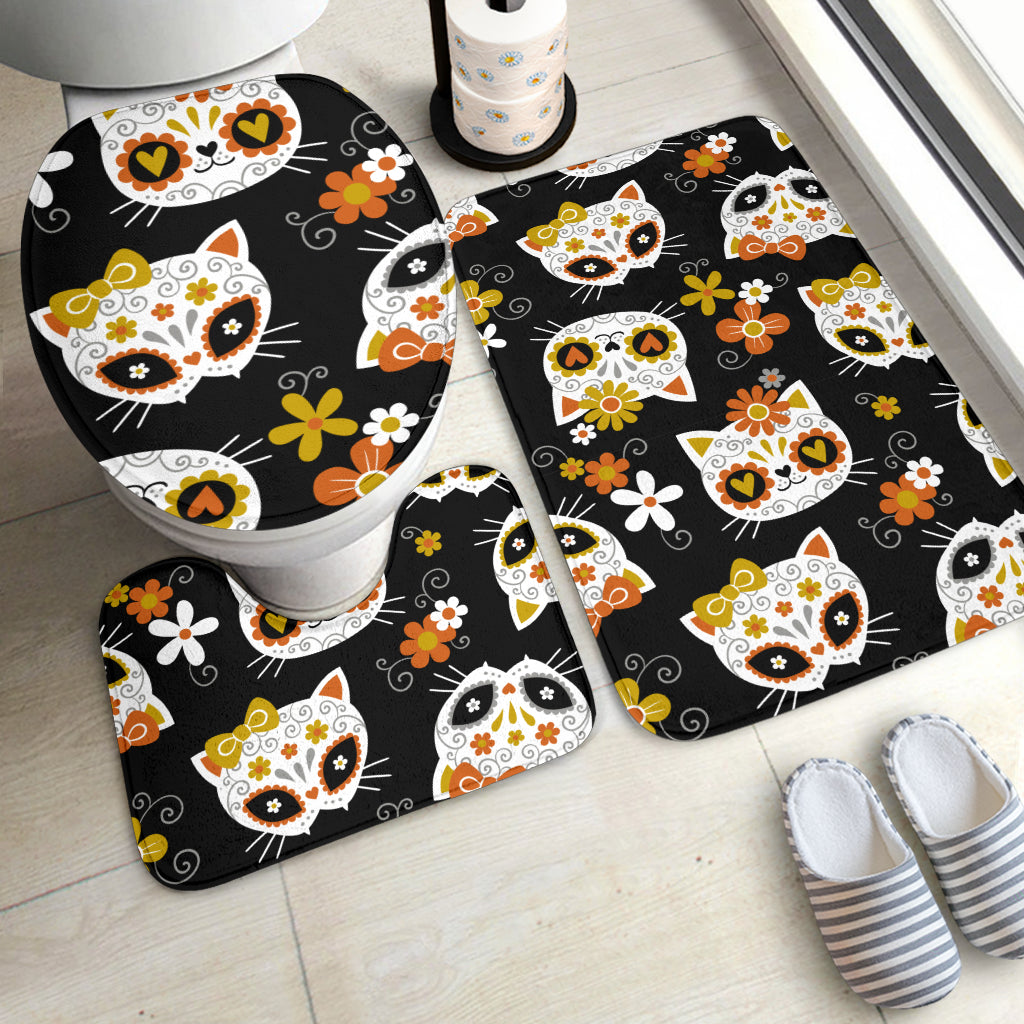 Sugar skull toilet cover & mat