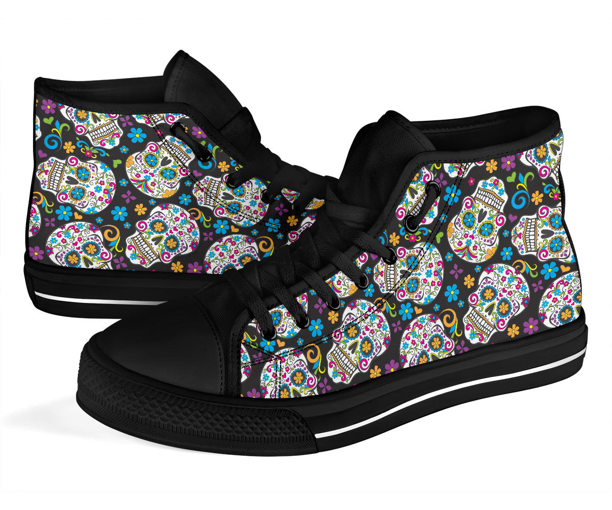 Sugar skull day of the dead high top shoes