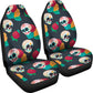 Set 2 pcs Floral sugar skull day of the dead skull car seat covers