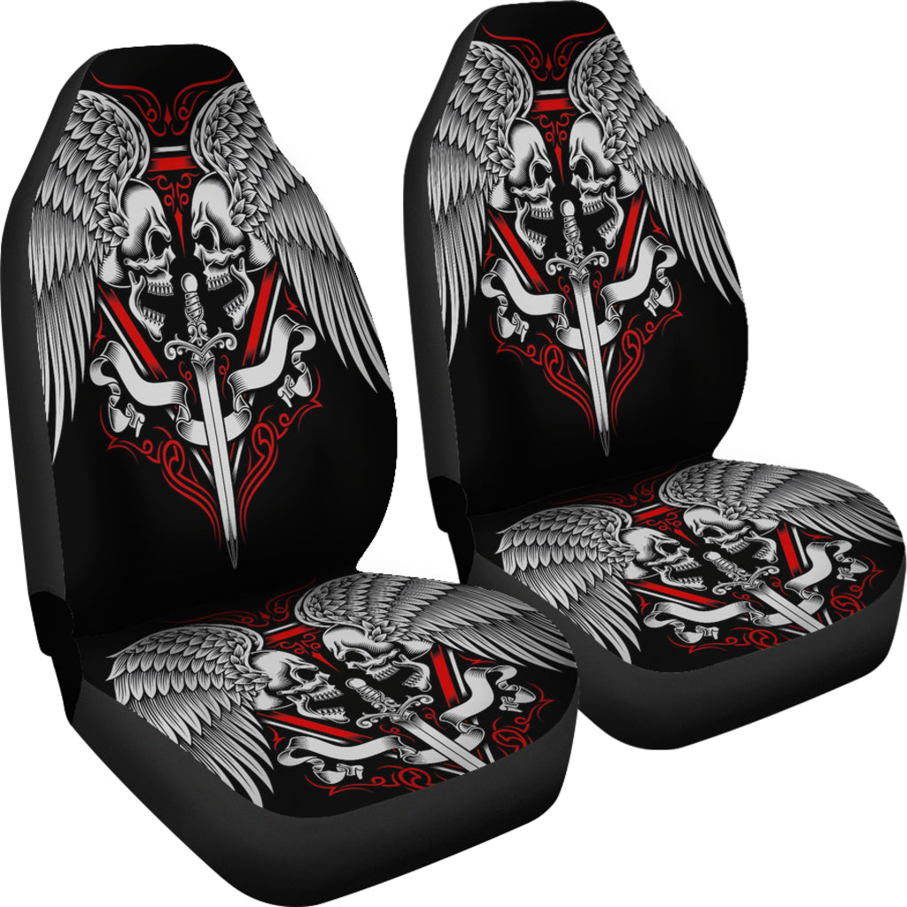 Set 2 skull wings car seat cover sugar skulls