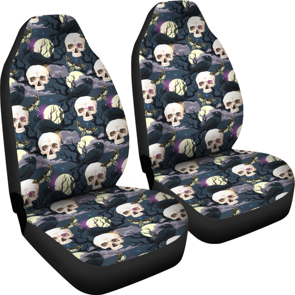 Set of 2 Gothic skull car seat covers