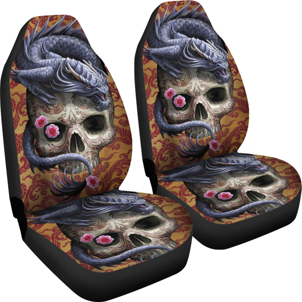 Set of 2 pcs dragon skull car seat covers