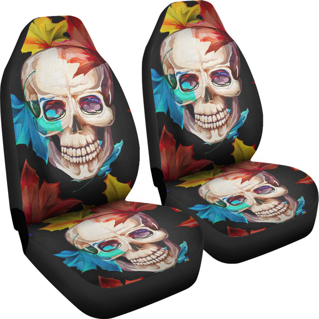 Set of 2 pcs skull floral car seat covers