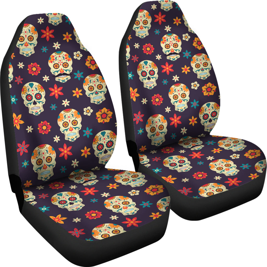 Set of 2 pcs Day of the dead sugar skull seat covers