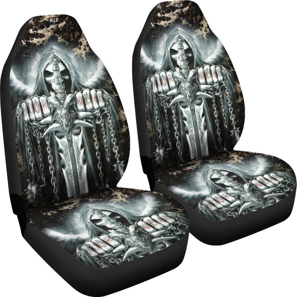 Set of 2 pcs - Skull Gothic Horror Halloween skull car seat covers