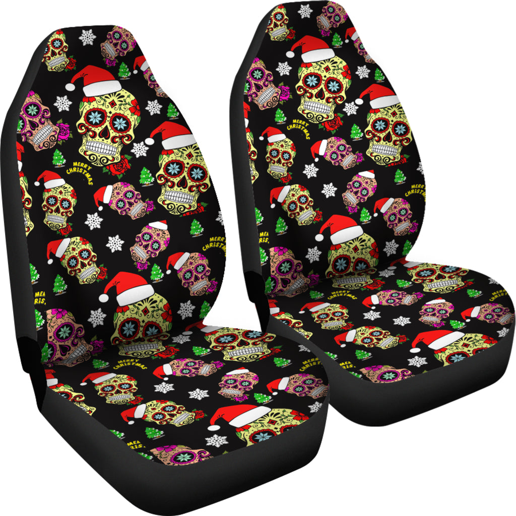 Set 2 pcs Mery Christmas sugar skull car seat covers