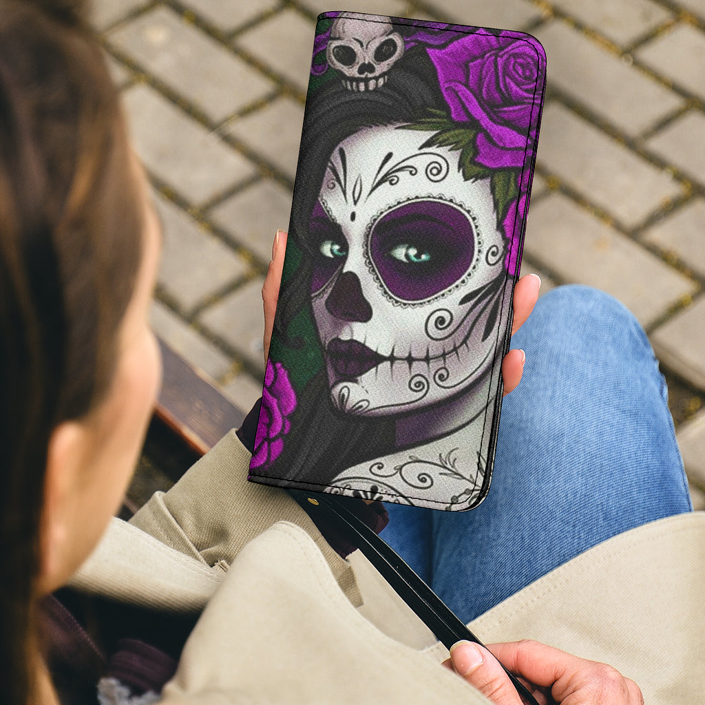 Sugar skull clutch purse