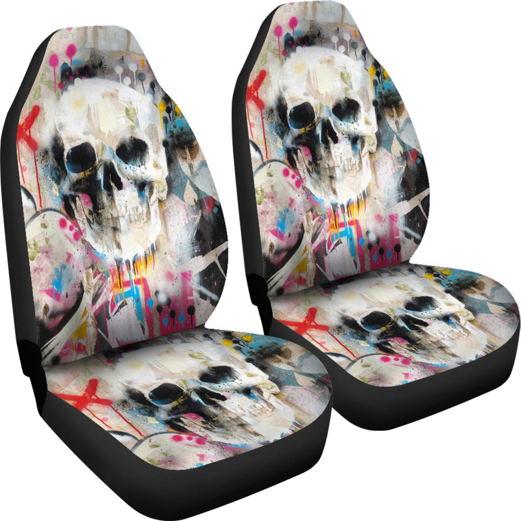 Set 2 pcs Gothic skull car seat covers