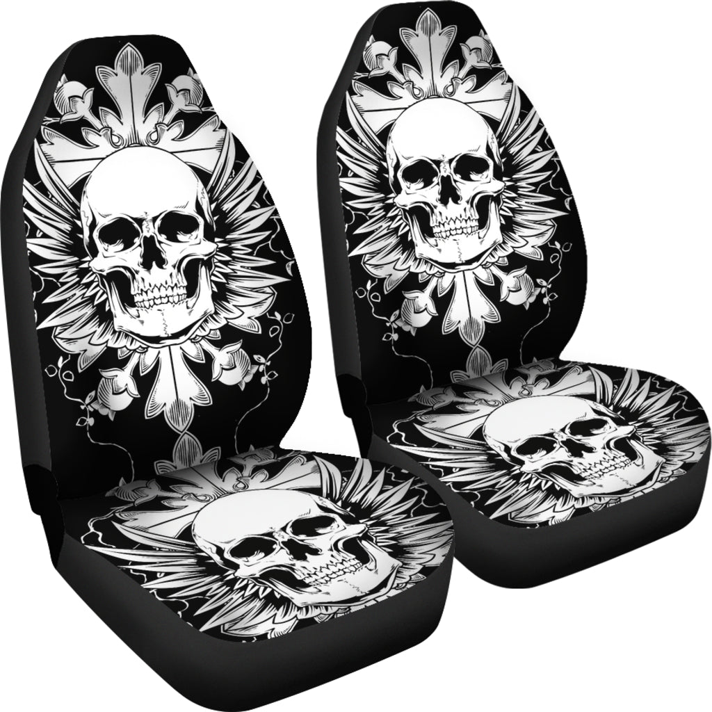 Set of 2 skull car seat covers