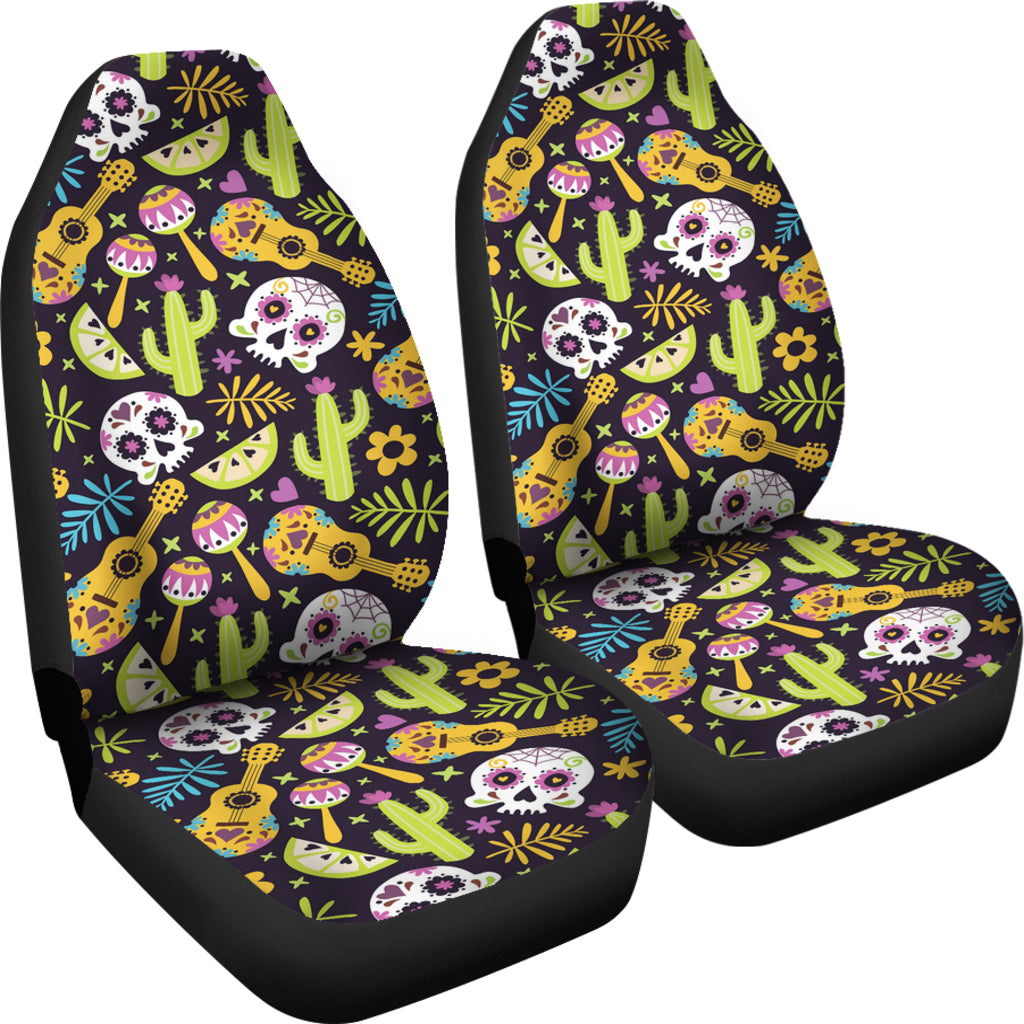 Set 2 pcs sugar skull car seat covers