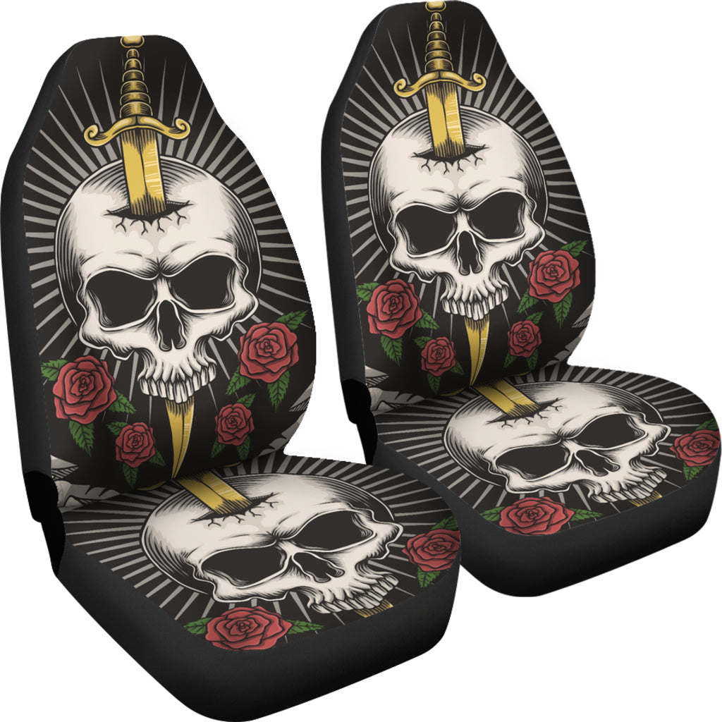 Set of 2 pcs sword skull car seat covers