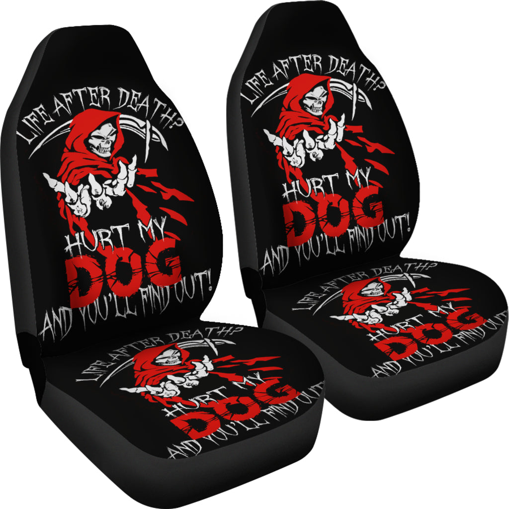 Set of 2 - Life after dead - skull grim reaper car seat covers