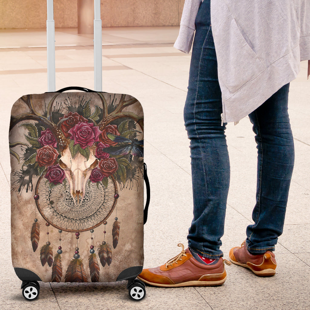 3D Deer Skull Dreamcatcher Luggage Cover 010