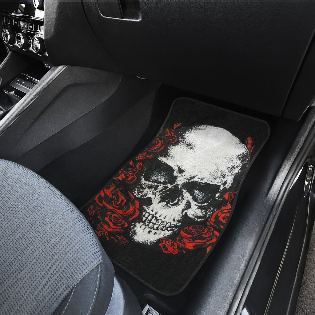 Set of 4 pcs rose skull car mats