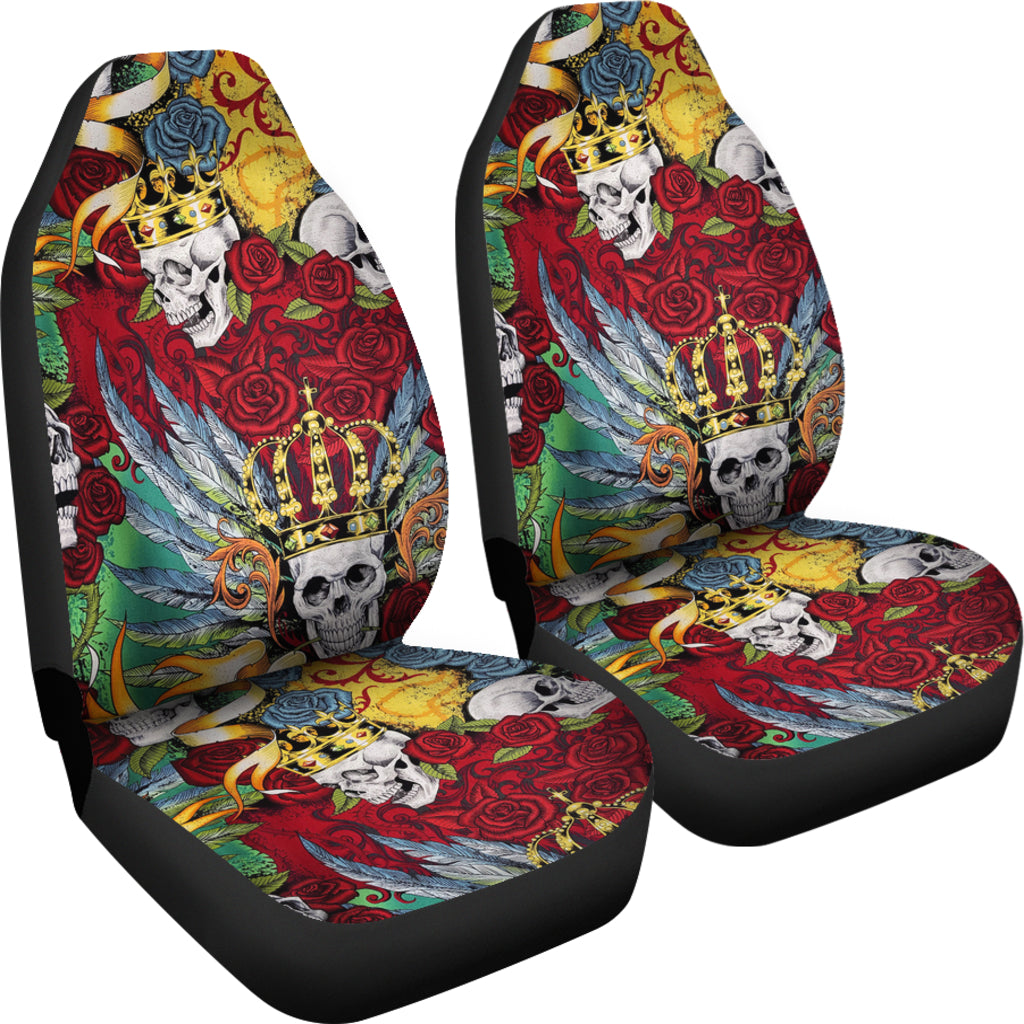 Set 2 King skull Gothic seat cover sugar skulls