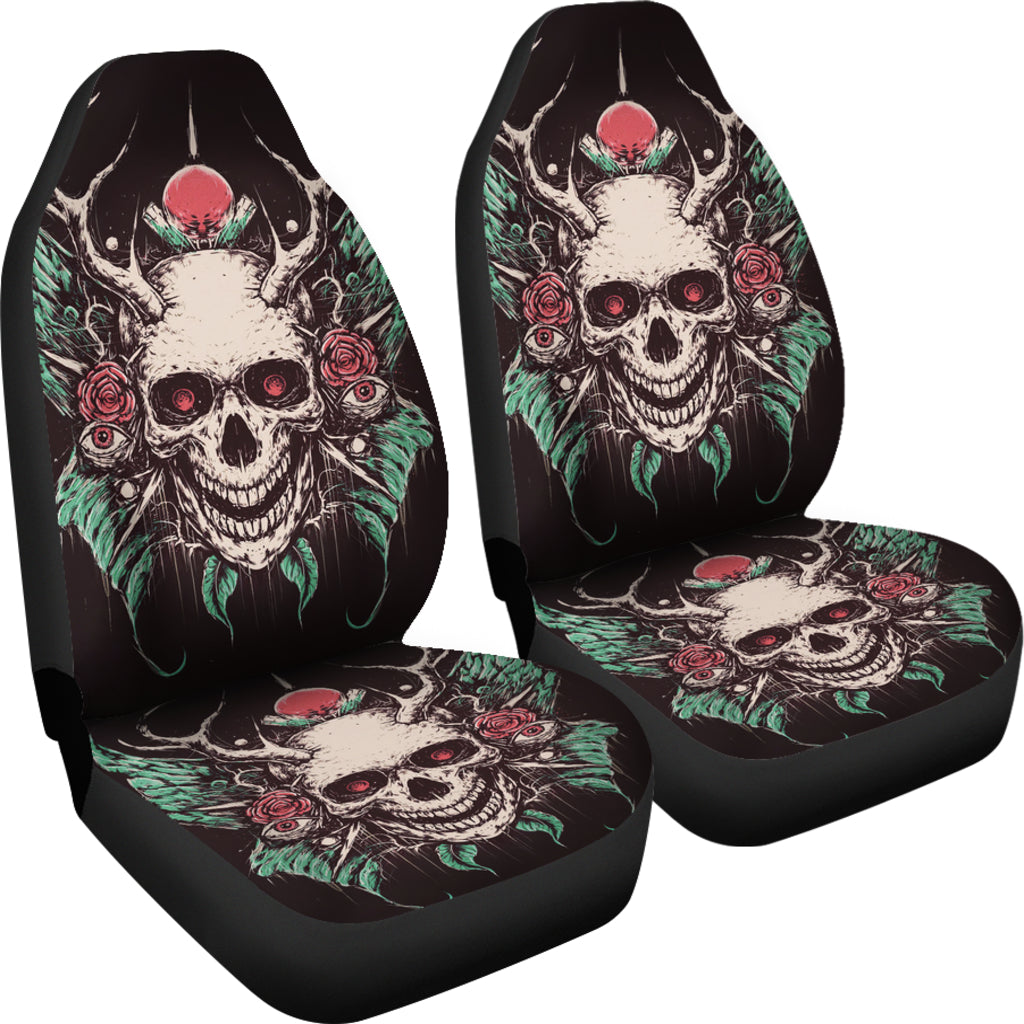 Set 2 pcs Gothic skull car seat covers