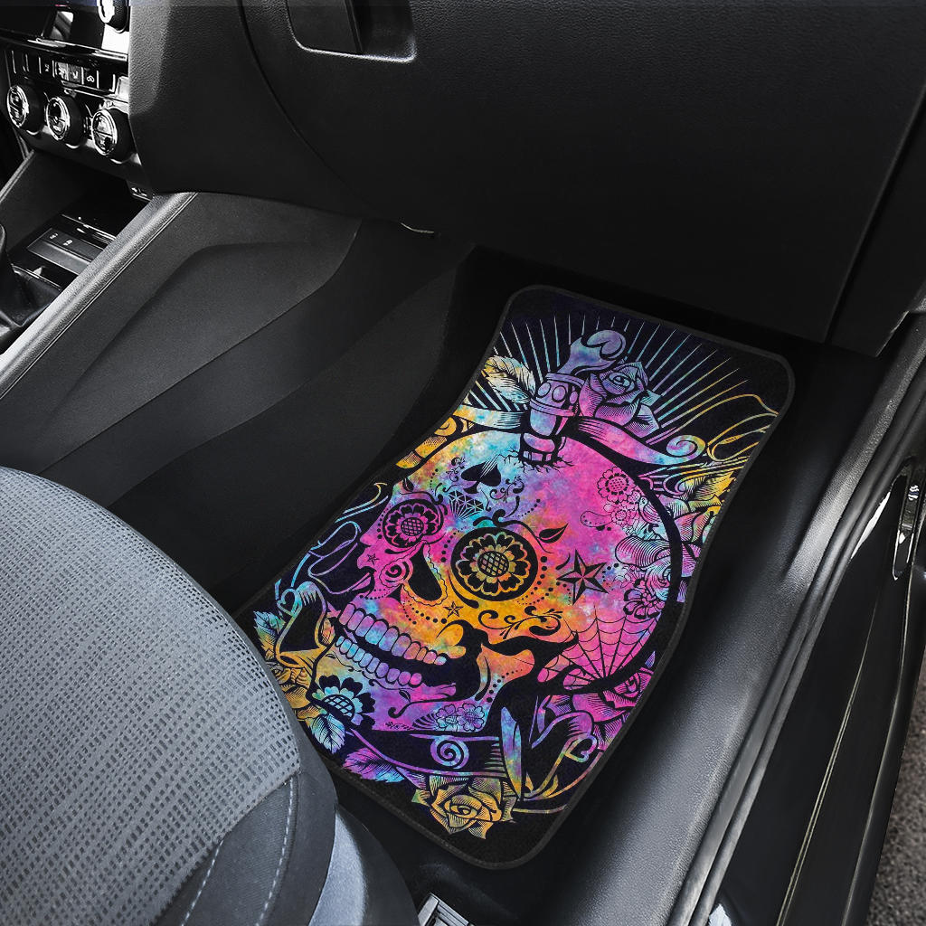 Set of 4 pcs sugar skull car mats