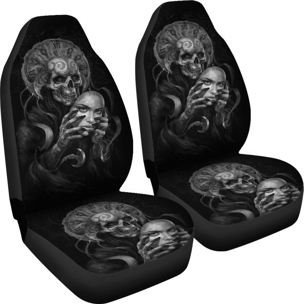 Set of 2 skull Gothic car seat covers