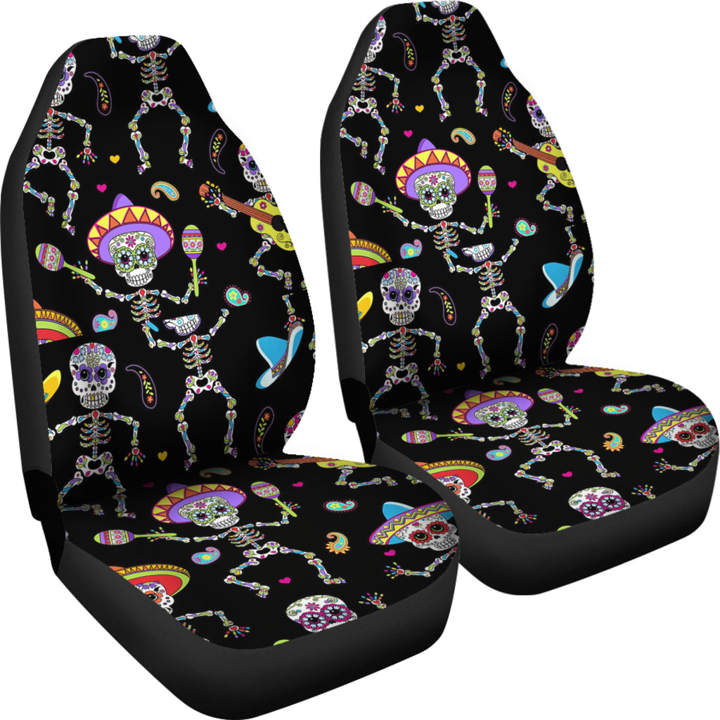 Set 2 pcs sugar skull car seat covers