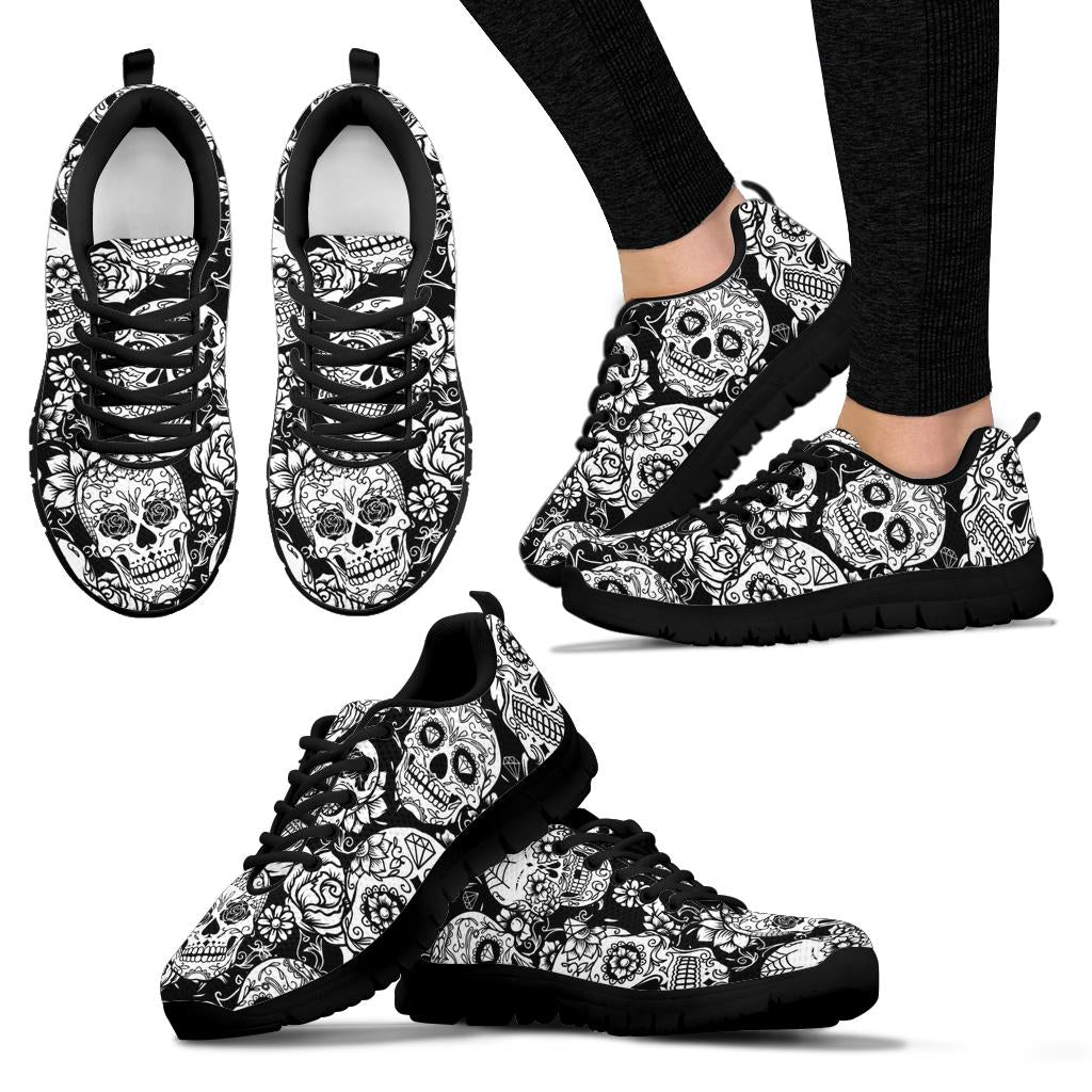 Sugar skull floral sneakers