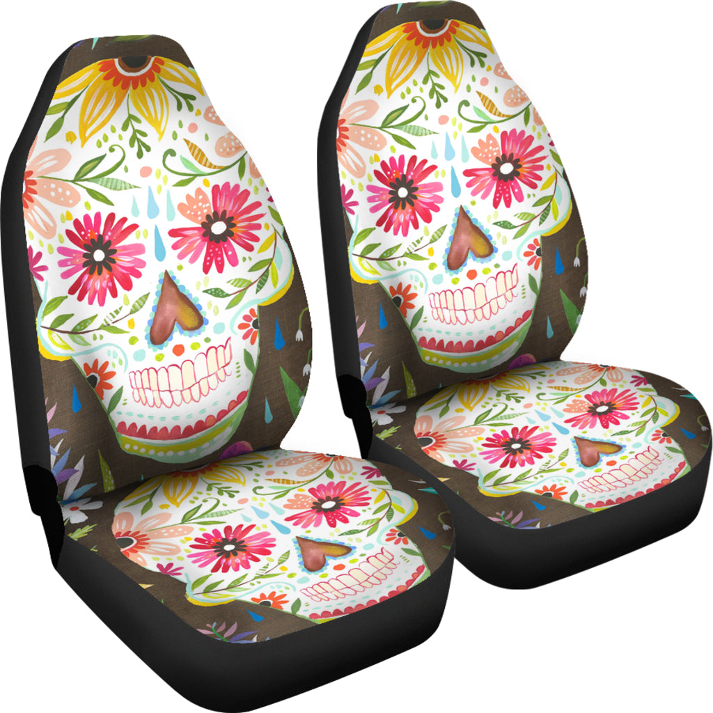 Set 2 sugar skull seat cover sugar skulls