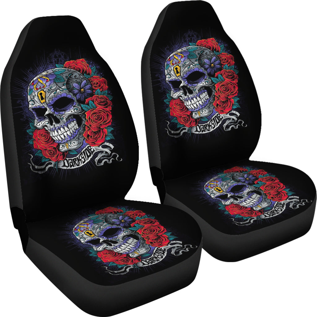 Set of 2 skulls car seat covers