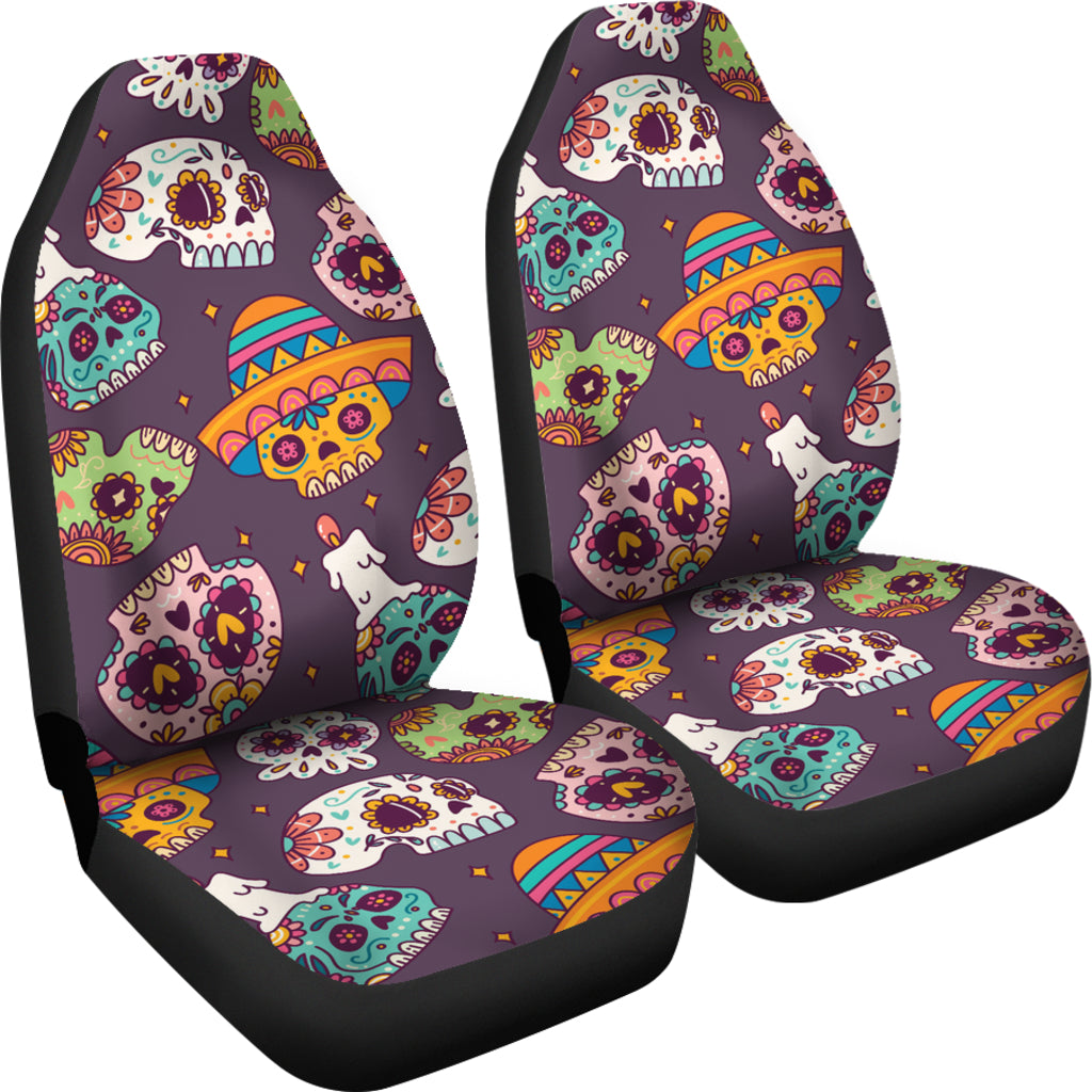 Set of 2 pcs sugar skull seat covers