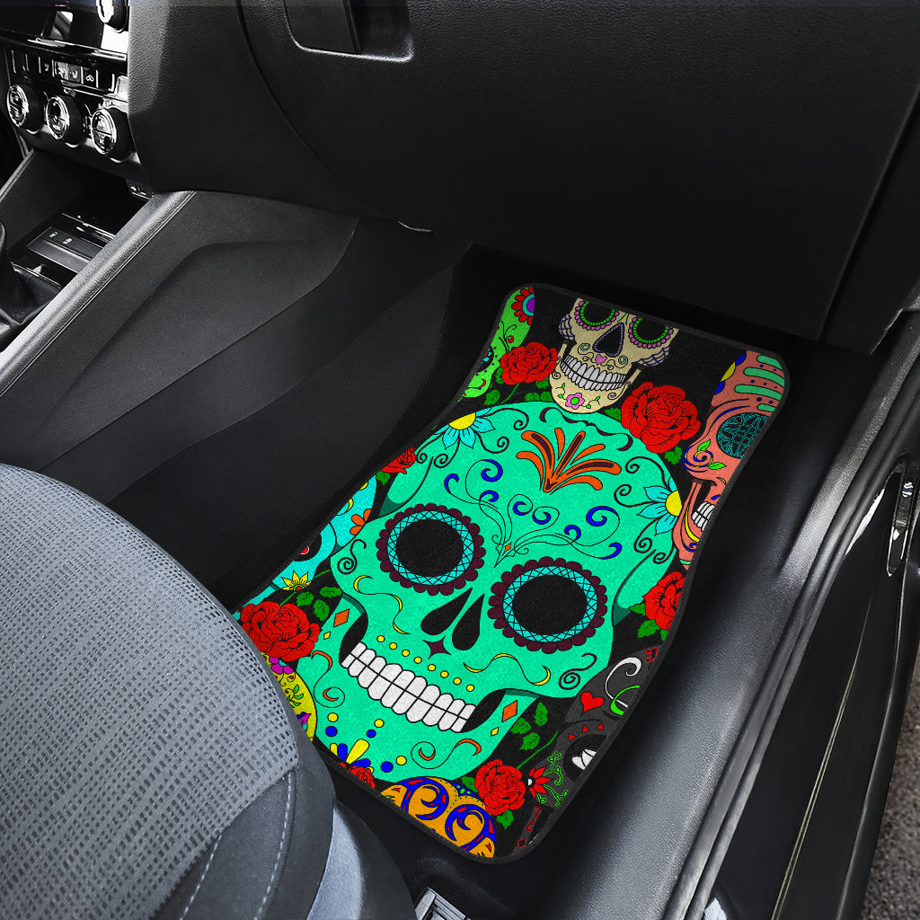 Set 4 pcs sugar skull car mats