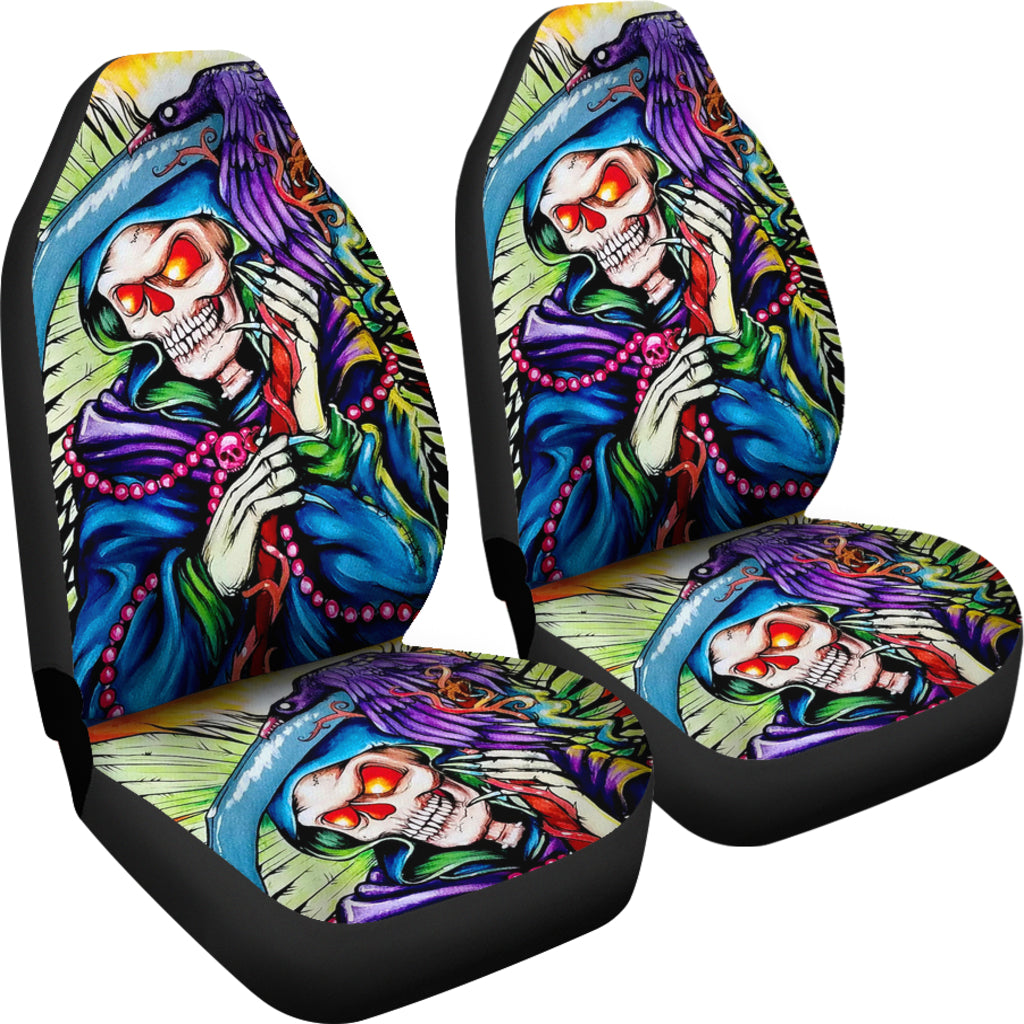 Set of 2 skull car seat covers