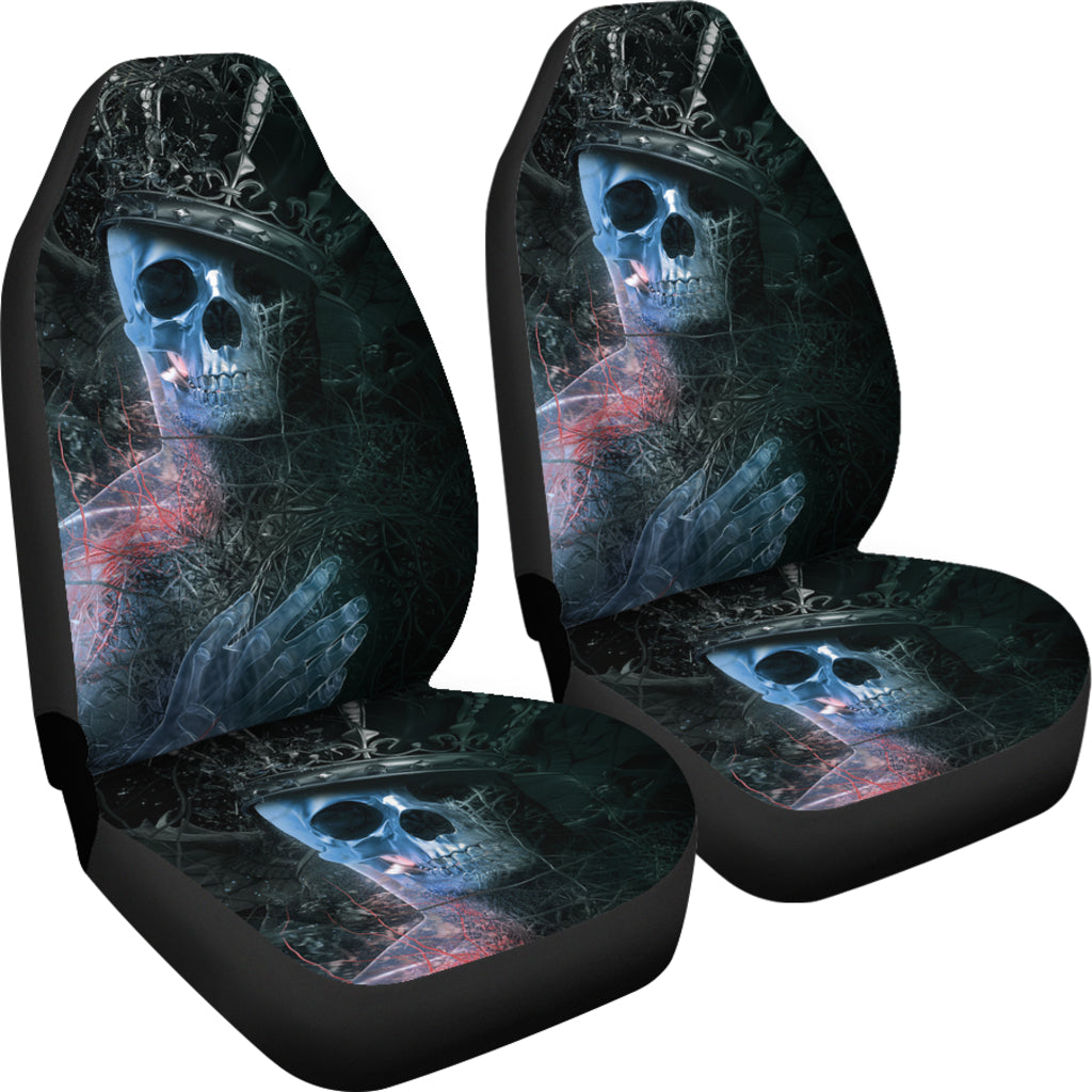 Set of 2 pcs - Skull Gothic Horror Grim reaper Halloween skull car seat covers