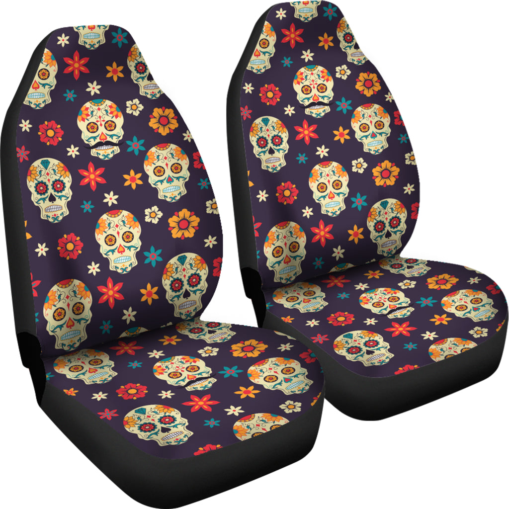 Set 2 seat cover sugar skulls