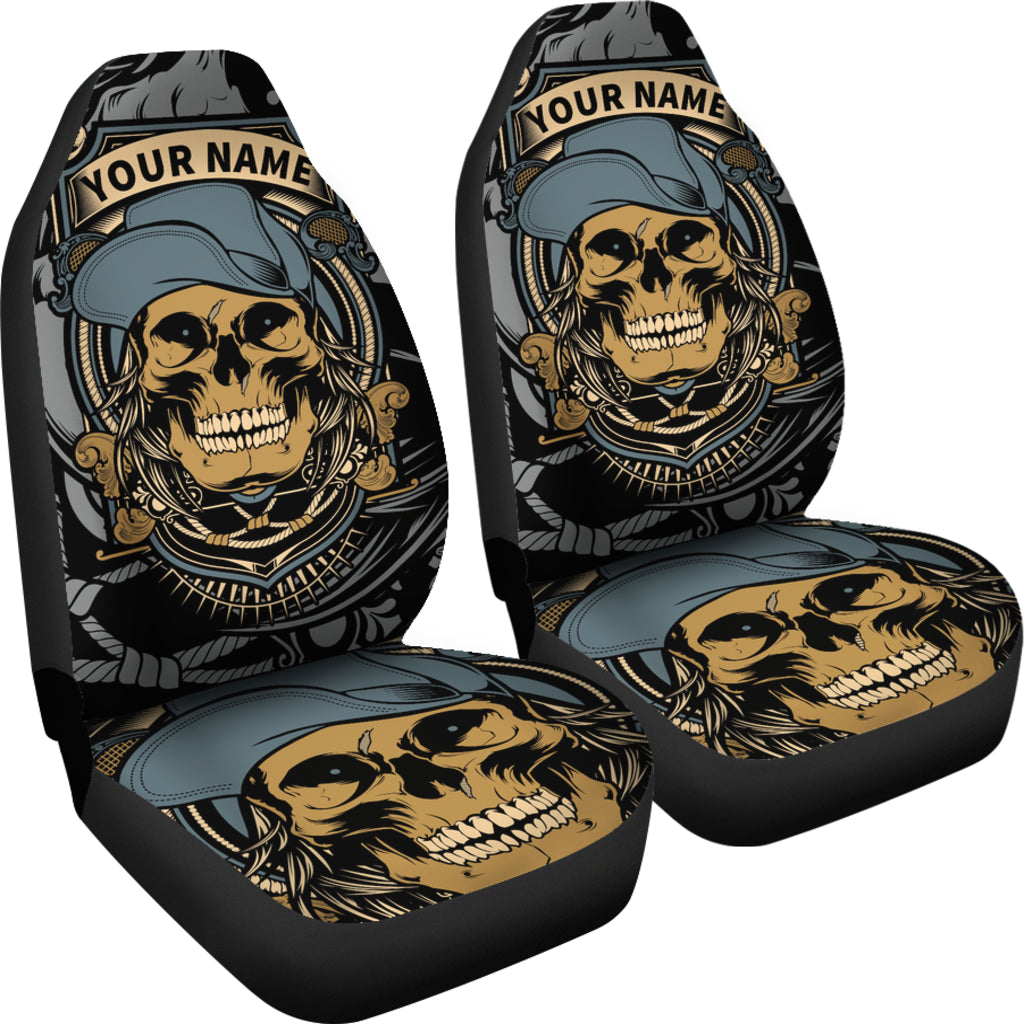 Set of 2 Custom Name skulls seat cover