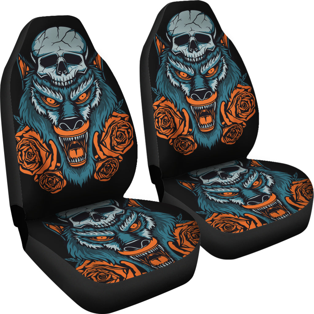 Set of 2 skulls car seat covers